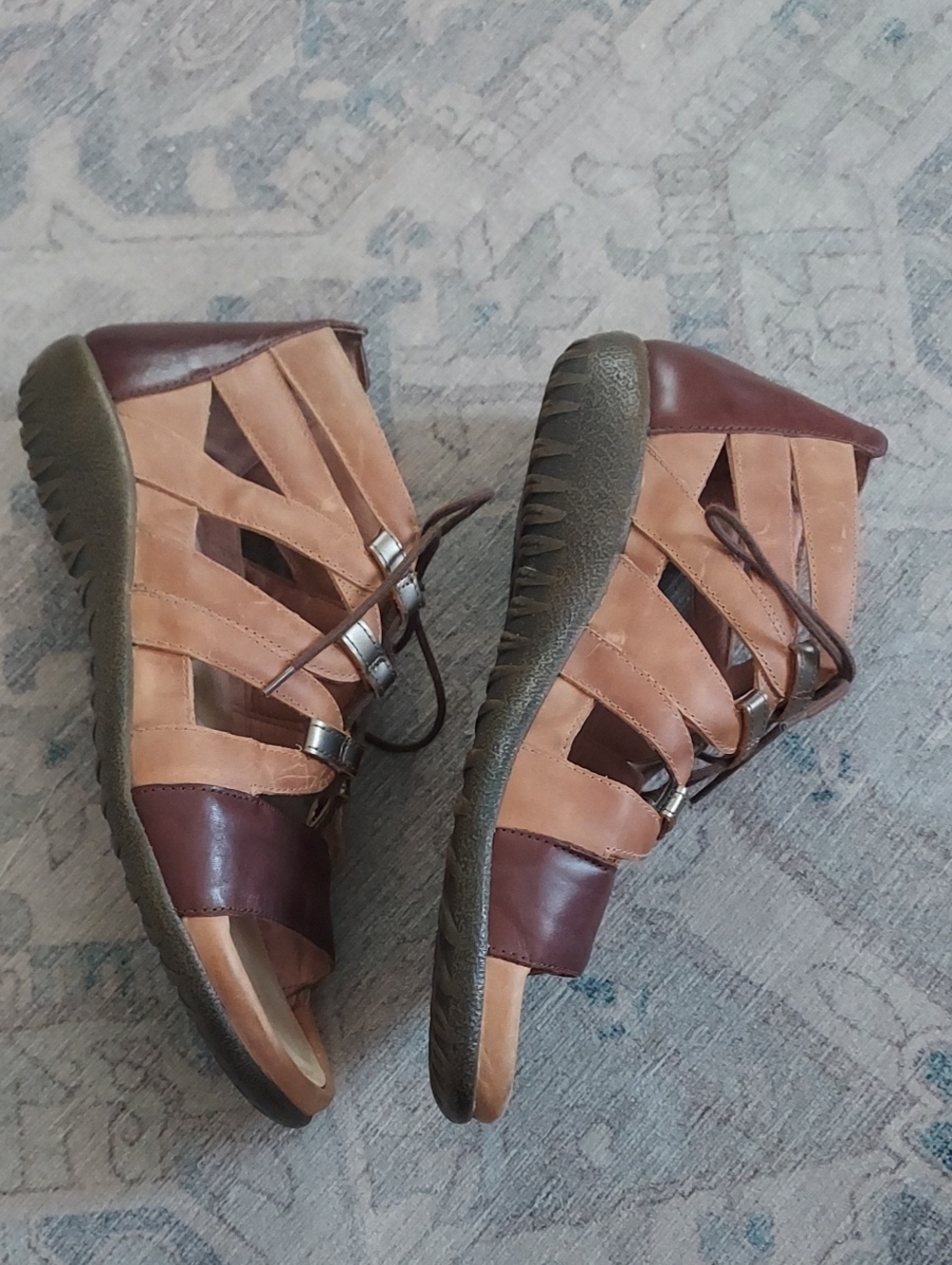 Naot Selo Leather Gladiator Sandals Lace Up Shoes 40 9 Tan Brown Neutral Comfort - Picture 3 of 11